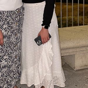 White faux wrap skirt